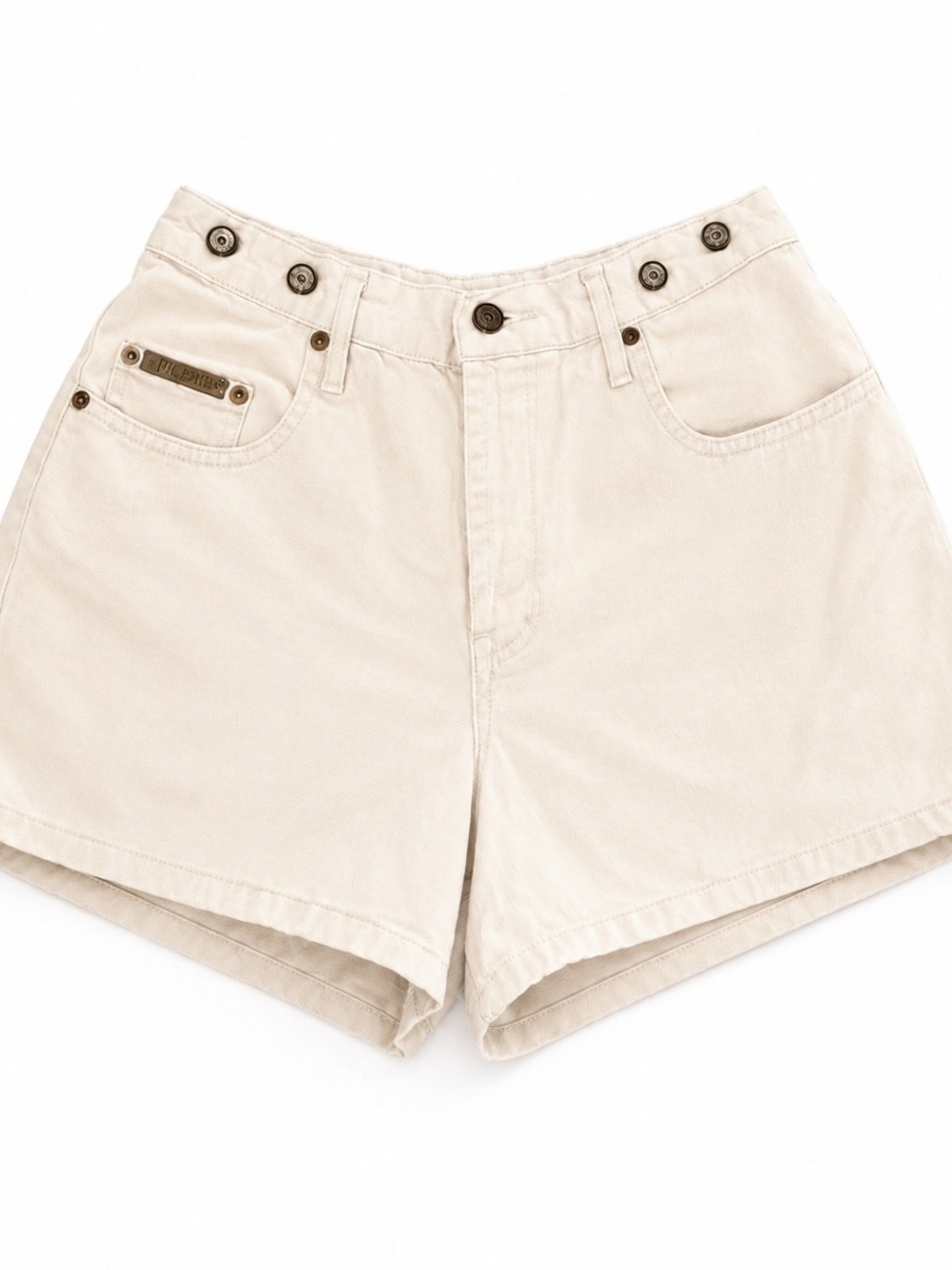 L.E.I. Cream High-Rise Button Detail Shorts | Size 5